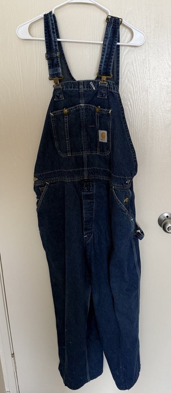 Carhartt Denim Overalls Workwear Measured 48” X 25”
